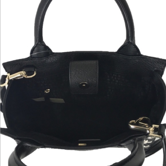 KATE SPADE— Flynn Street Small Meriwether Leather Satchel,  Black/White - Picture 3 of 7